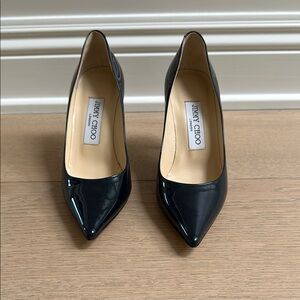 Jimmy Choo Dark Blue Heels Sleek Patent Leather